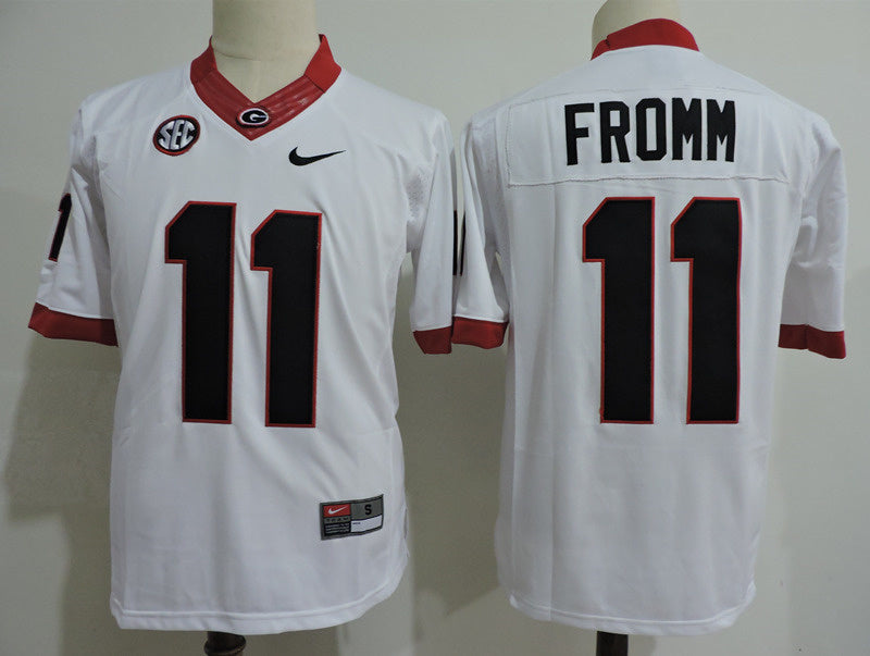 Georgia Bulldogs #11 Jake Fromm College Football Jersey White
