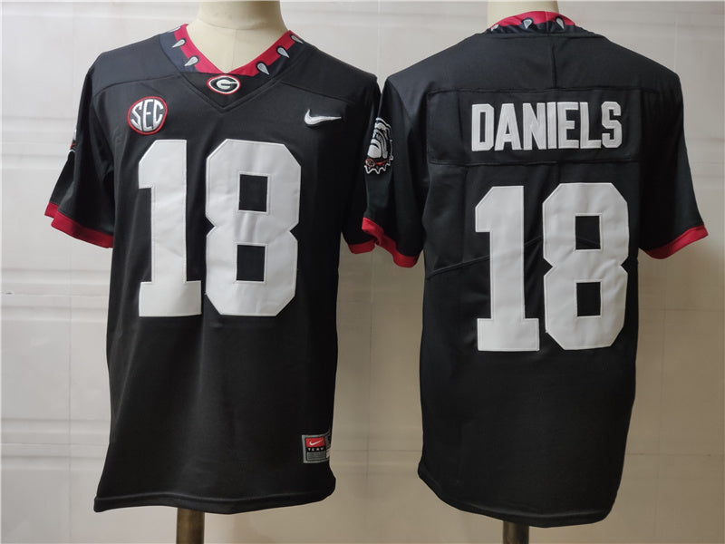 Georgia Bulldogs #18 Daniels College Football Jersey Black