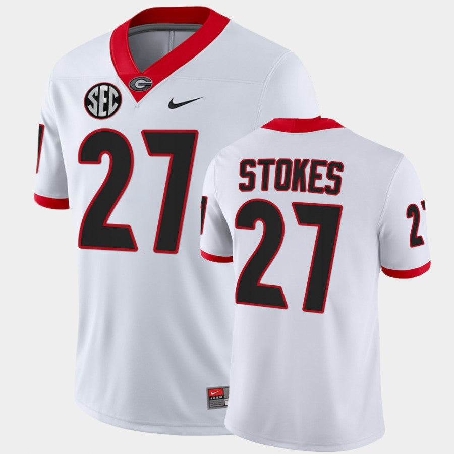 Georgia Bulldogs #27 Eric Stokes White College Football Alumni Jersey
