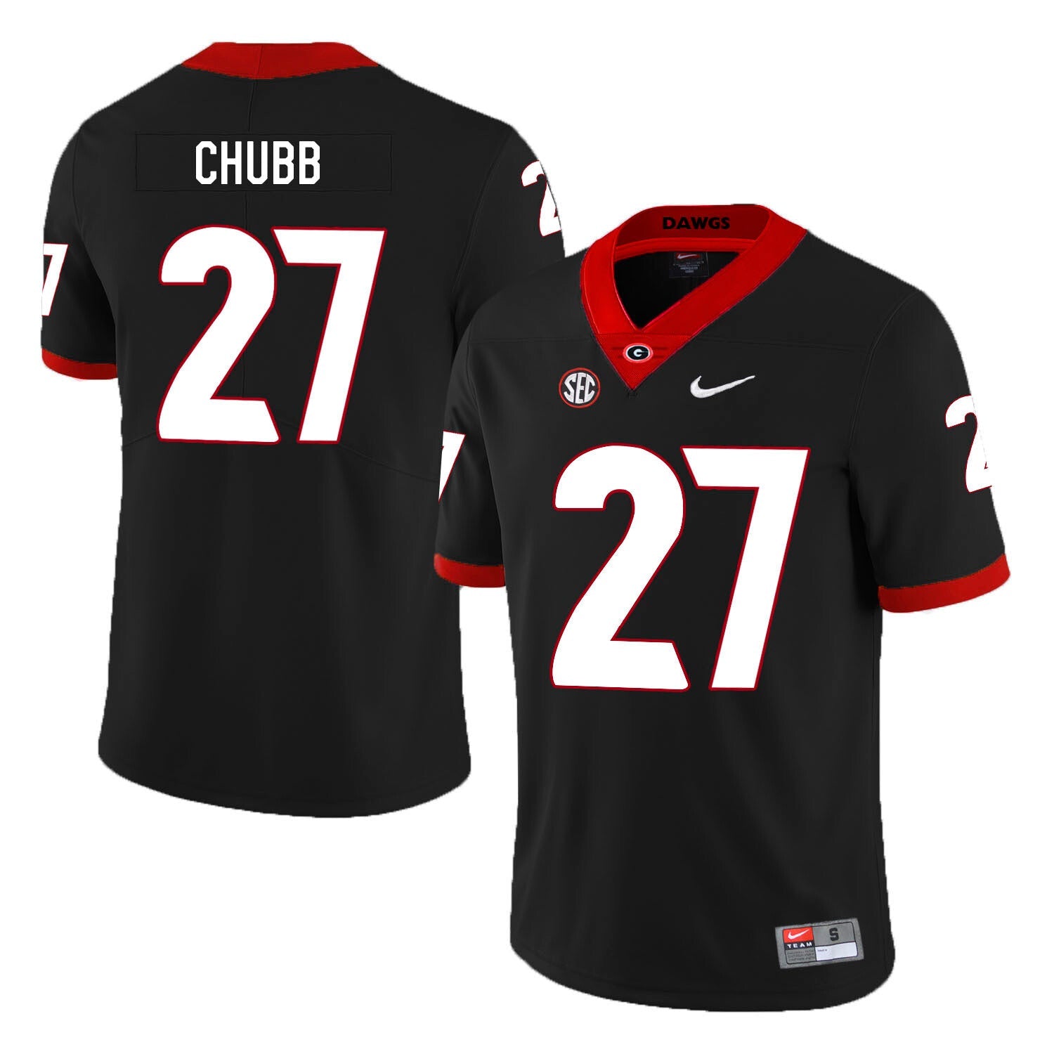 Georgia Bulldogs #27 Nick Chubb College Football Jersey Black