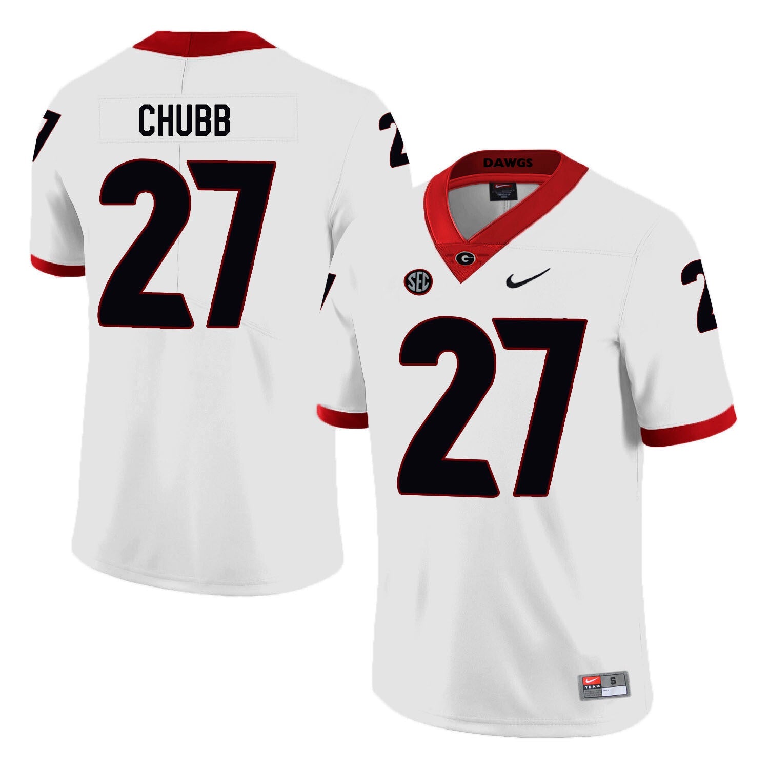 Georgia Bulldogs #27 Nick Chubb College Football Jersey White