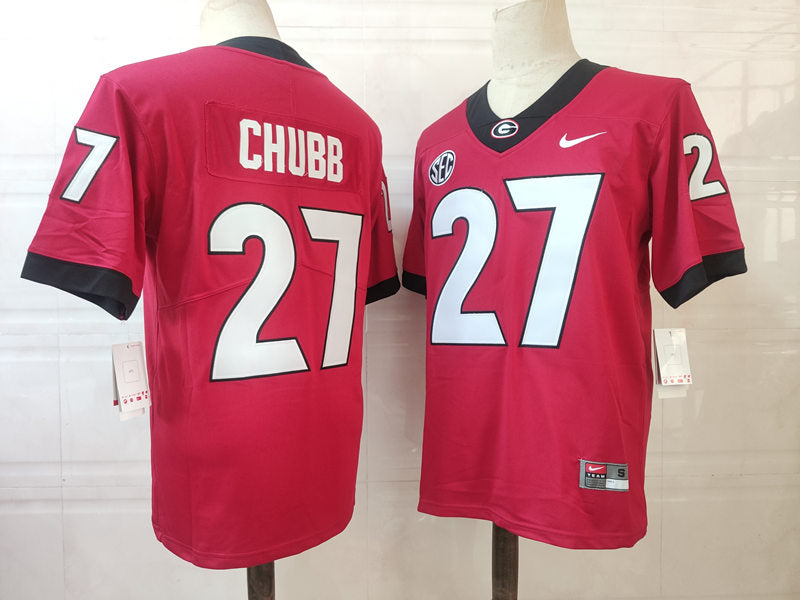 Georgia Bulldogs #27 Nick Chubb NCAA Football Jersey Red