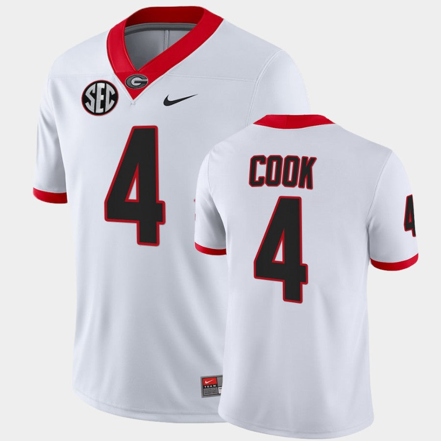 Georgia Bulldogs #4 James Cook White College Football Game Jersey