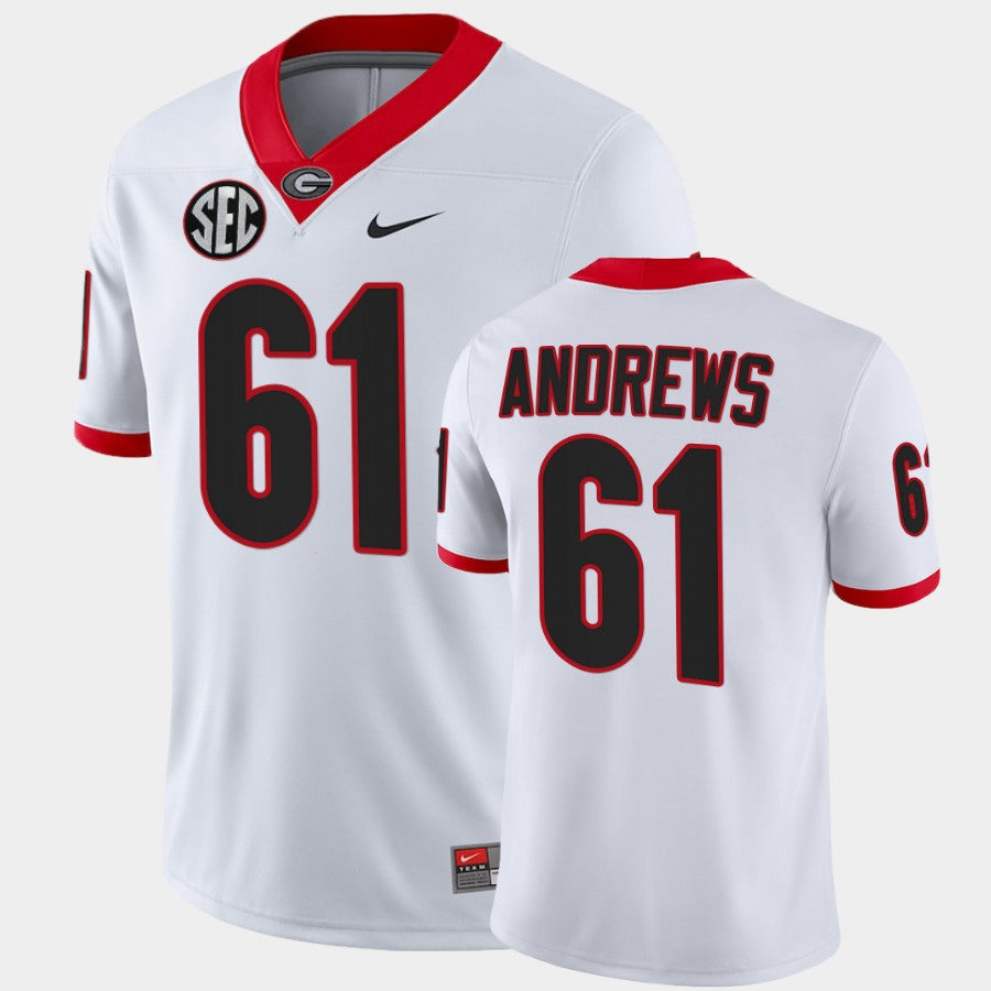 Georgia Bulldogs #61 David Andrews White College Football Alumni Jersey