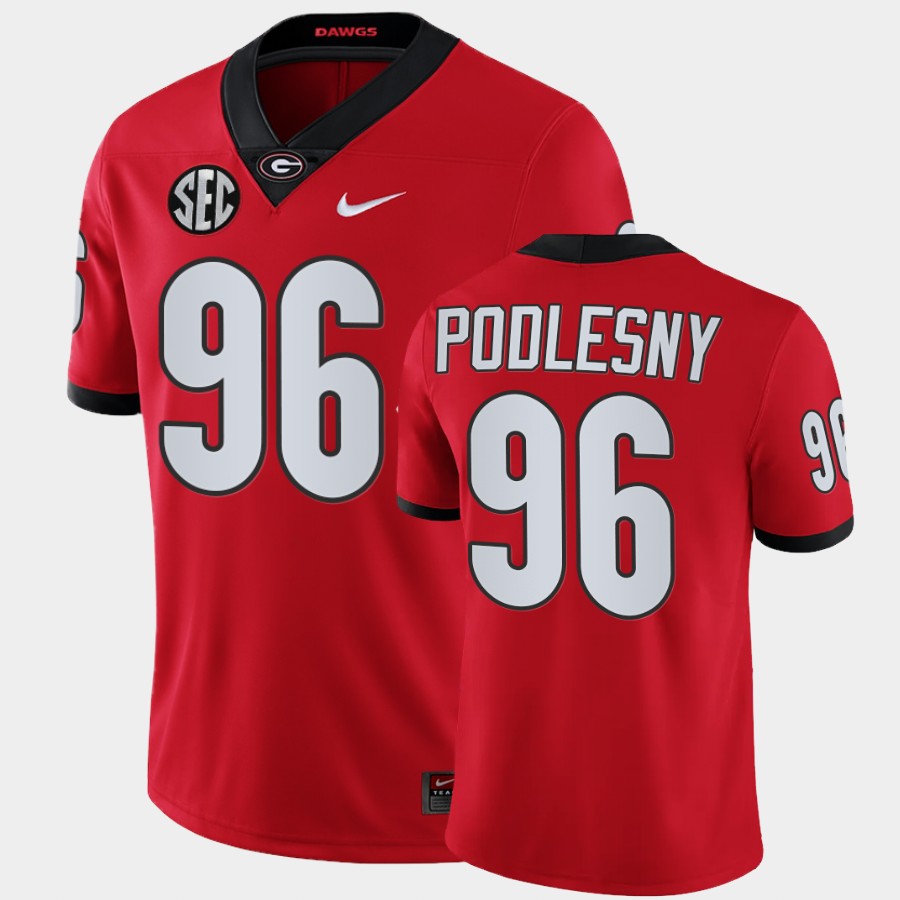 Georgia Bulldogs #96 Jack Podlesny Red College Football Game Jersey