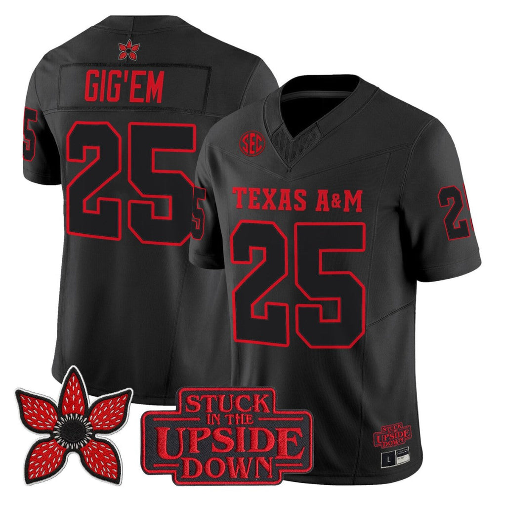 Gig'Em Jersey #25 Texas A&M Aggies Stranger Things Edition Limited Stitched