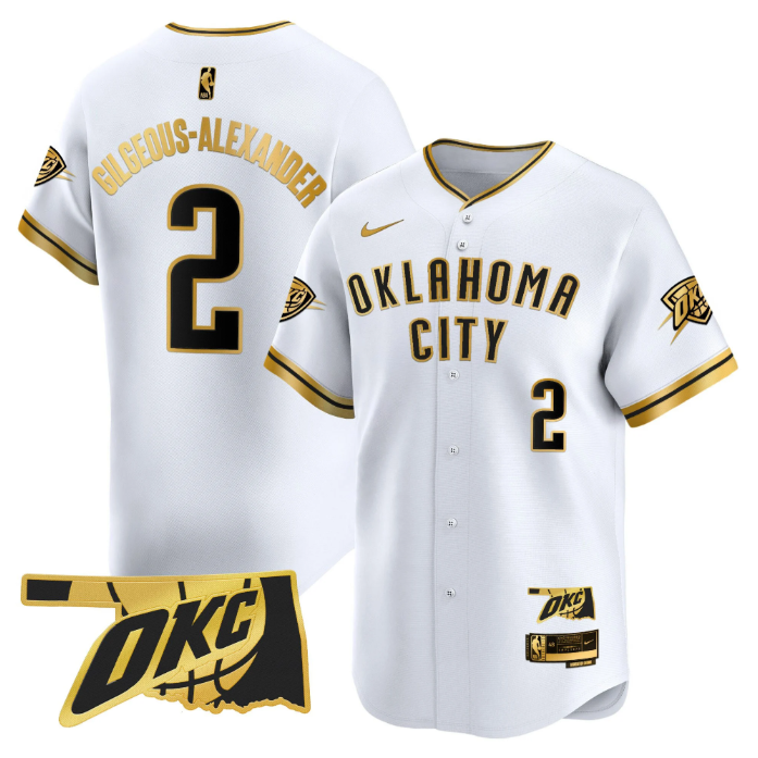 Gilgeous-Alexander Jersey #2 Oklahoma City Thunder Vapor Baseball Stitched White Gold