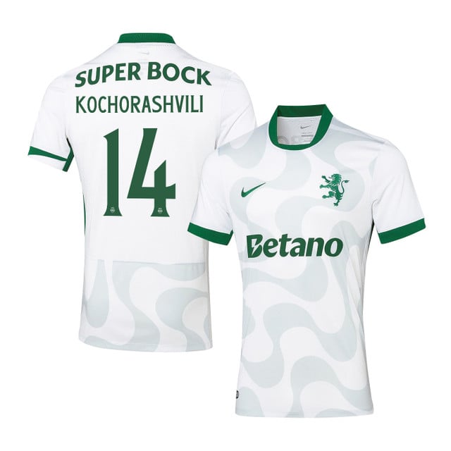 Giorgi Kochorashvili 14 Sporting CP 2025-26 Third Match Jersey – White