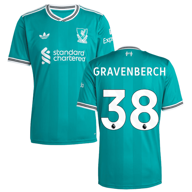 Gravenberch 38 Liverpool 2025-26 Third Match Jersey – Aqua