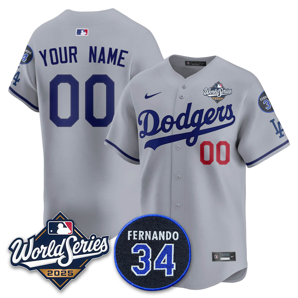 Los Angeles Dodgers 2025 National League Champions Custom Jersey - All Stitched