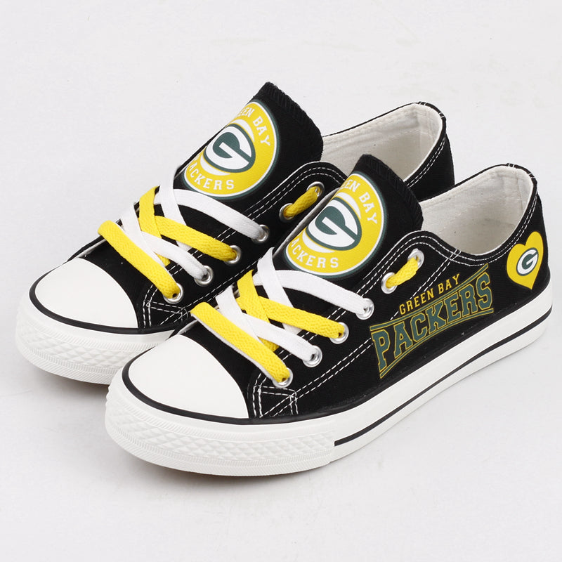Green Bay Packers Low Top Canvas Sport Sneakers Shoes For Men Women Fans
