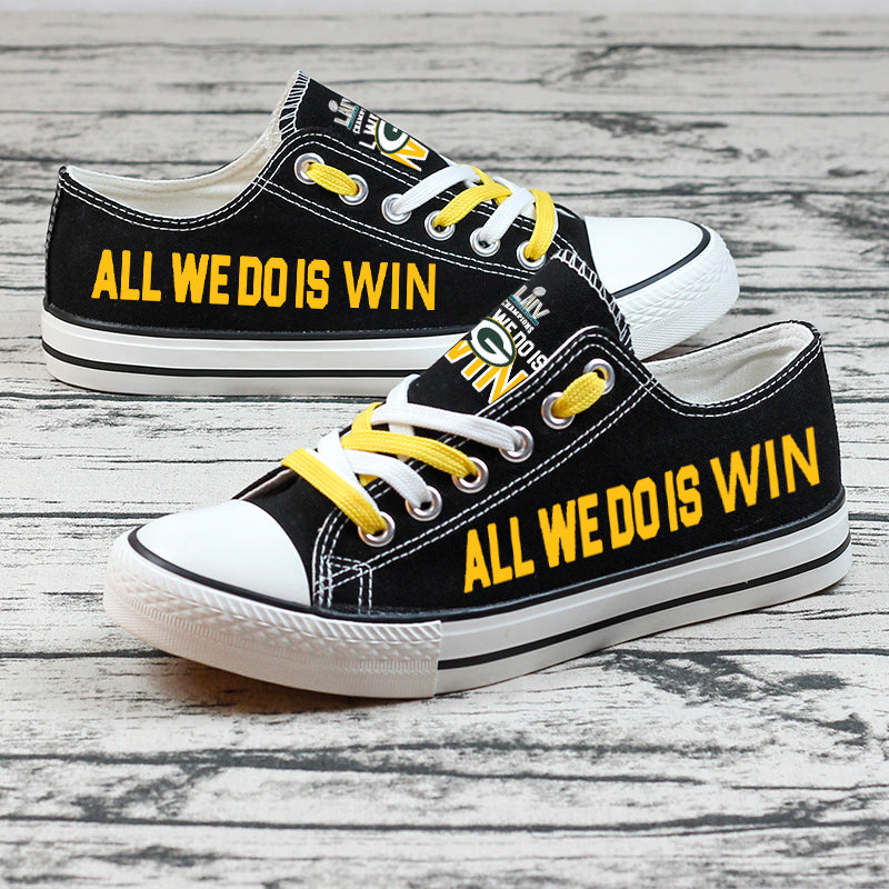 Green Bay Packers Low Top Canvas Sport Sneakers Shoes For Men Women Fans