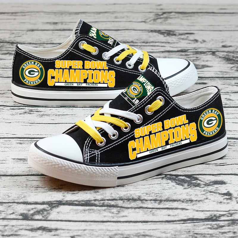 Green Bay Packers Low Top Canvas Sport Sneakers Shoes For Men Women Fans