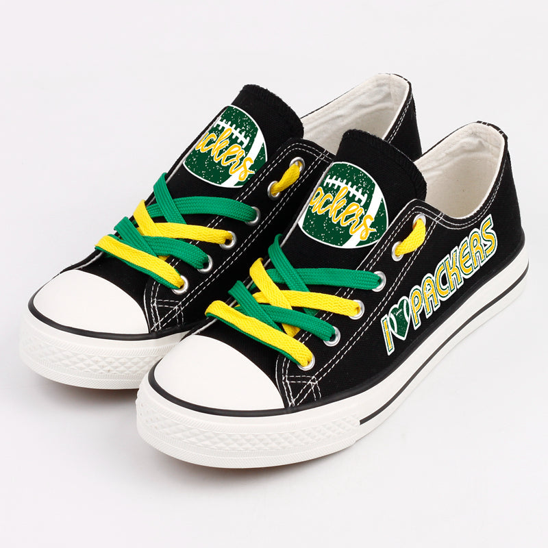 Green Bay Packers Low Top Canvas Sport Sneakers Shoes For Men Women Fans