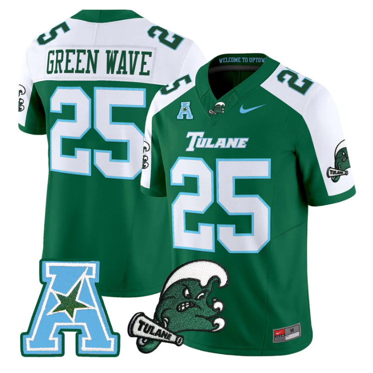 Green Wave Jersey #25 Tulane Green Wave 2025 Vapor Limited Stitched
