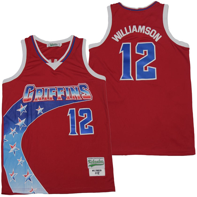 Griffins #12 Williamson Basketball Jersey Red