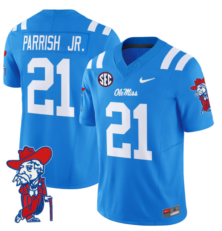 Henry Parrish Jr Jersey #21 Ole Miss Rebels Vapor Limited College Football Stitched Powder Blue