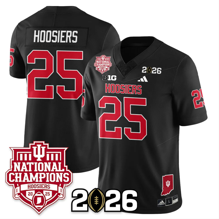 Hoosiers Jersey #25 Indiana Hoosiers 2025 National Champions Stitched Black