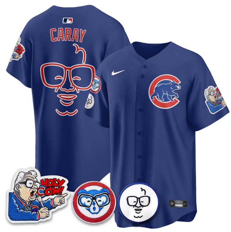 Harry Caray Jersey Chicago Cubs Harry Caray Holy Cow Patch Premier Limited Stitched Royal
