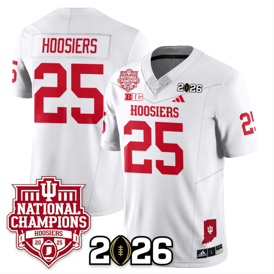 Hoosiers Jersey #25 Indiana Hoosiers 2025 National Champions Stitched White