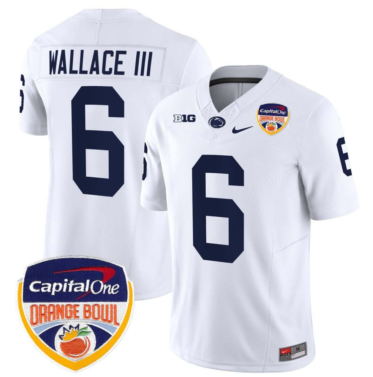 Harrison Wallace III Jersey #6 Penn State Orange Bowl Patch Stitched White