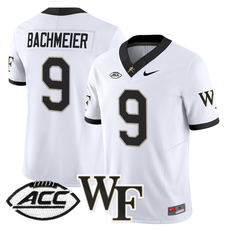 Hank Bachmeier Jersey #9 Wake Forest Demon Deacons 2024 Stitched White