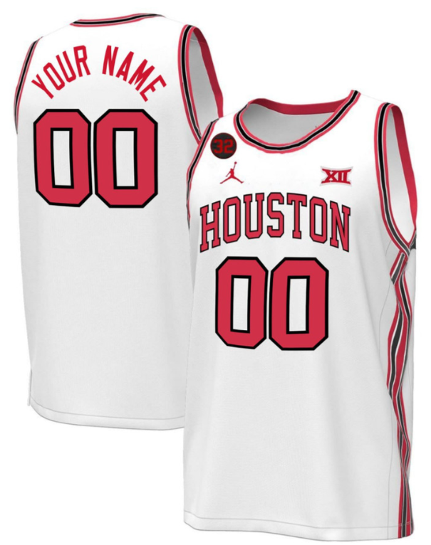 Houston Cougars Basketball Custom White Jersey - All Stitched