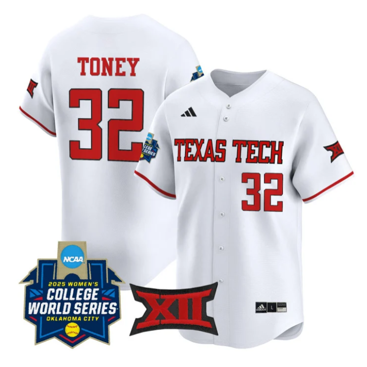 Hailey Toney Jersey #32 Texas Tech Red Raiders 2025 World Series Stitched White