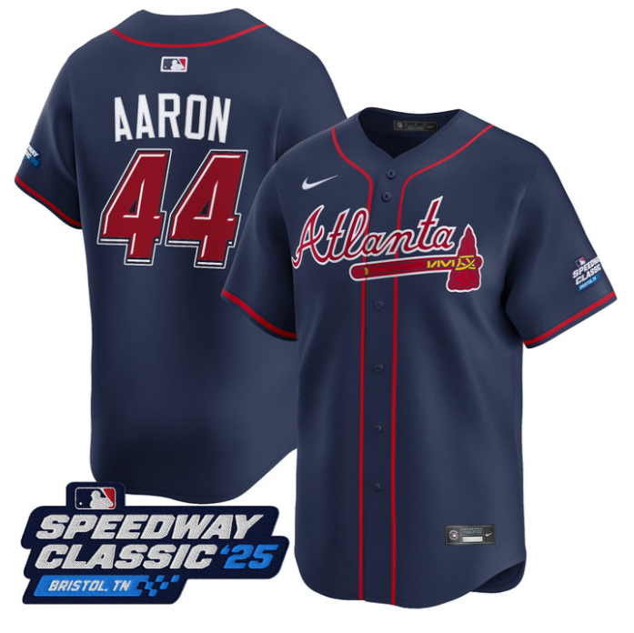 Hank Aaron Jersey #44 Atlanta Braves Speedway Classic Limited Stitched Navy