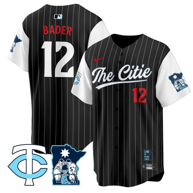 Harrison Bader Jersey #12 Minnesota Twins 2025 City Connect Concept Stitched Black