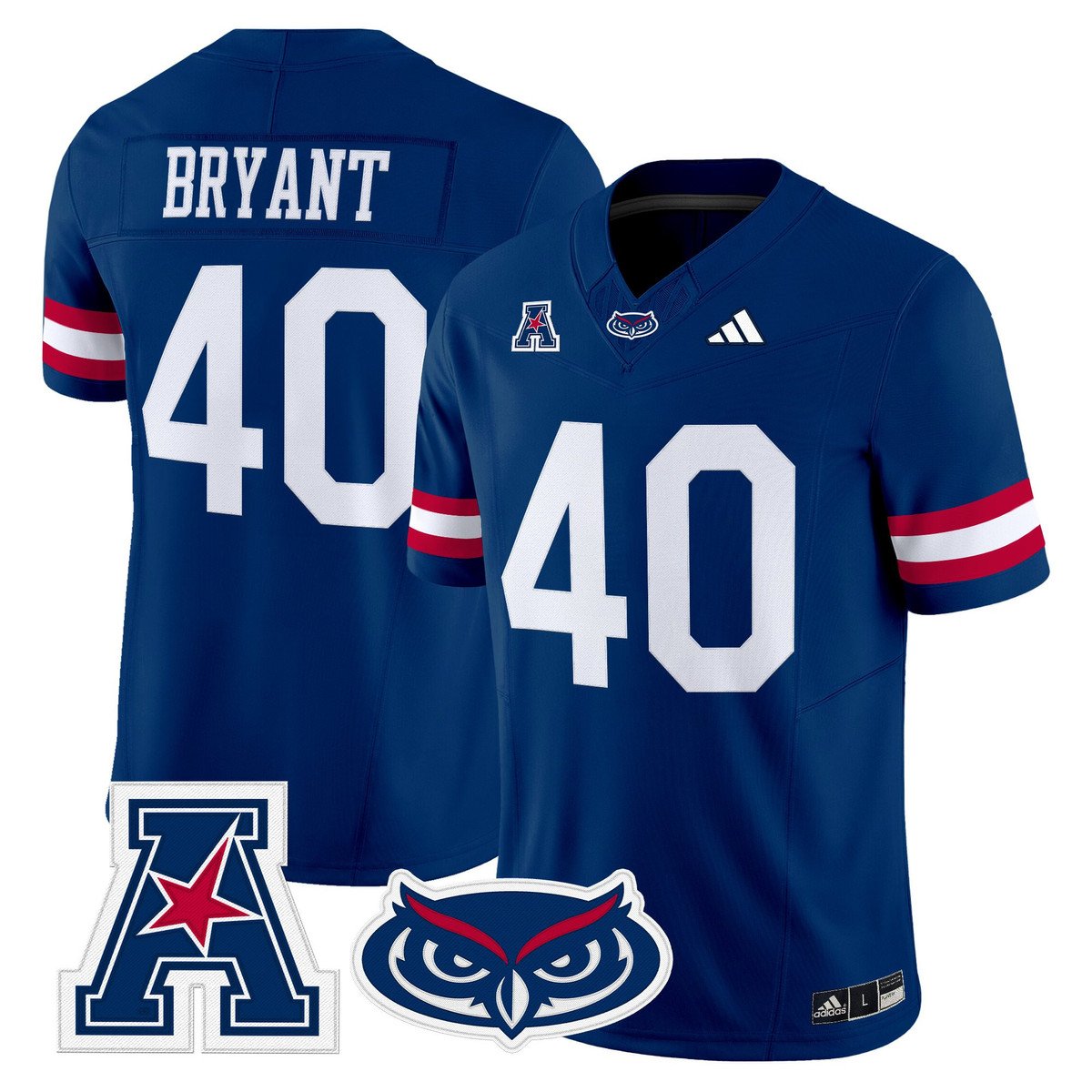 Harrison Bryant Jersey #40 Florida Atlantic Owls 2025 All Stitched Blue