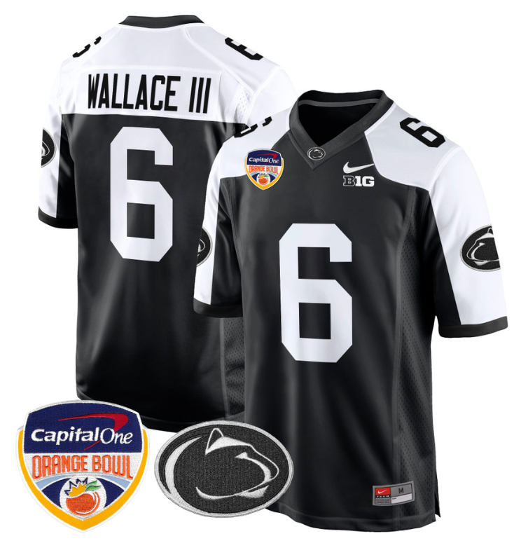 Harrison Wallace III Jersey #6 Custom Penn State Orange Bowl Black Alternate