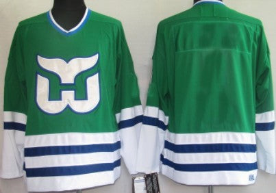 Hartford Whalers Customized Green Throwback Jersey