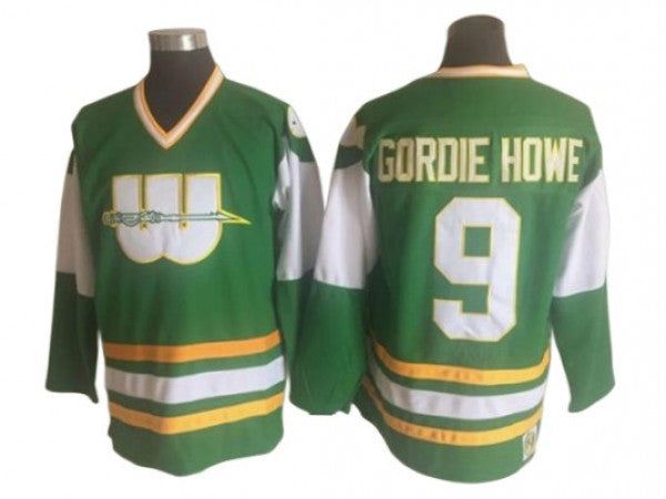 Hartford Whalers #9 Gordie Howe Vintage CCM Jersey - Green