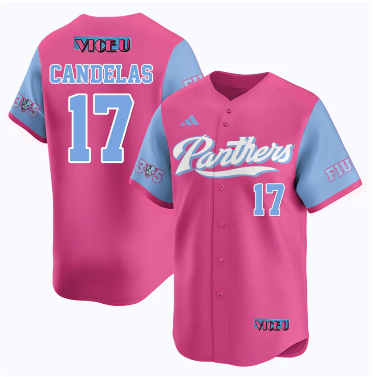 Hector Candelas Jersey #17 FIU Baseball 2025 Vice U Stitched Pink