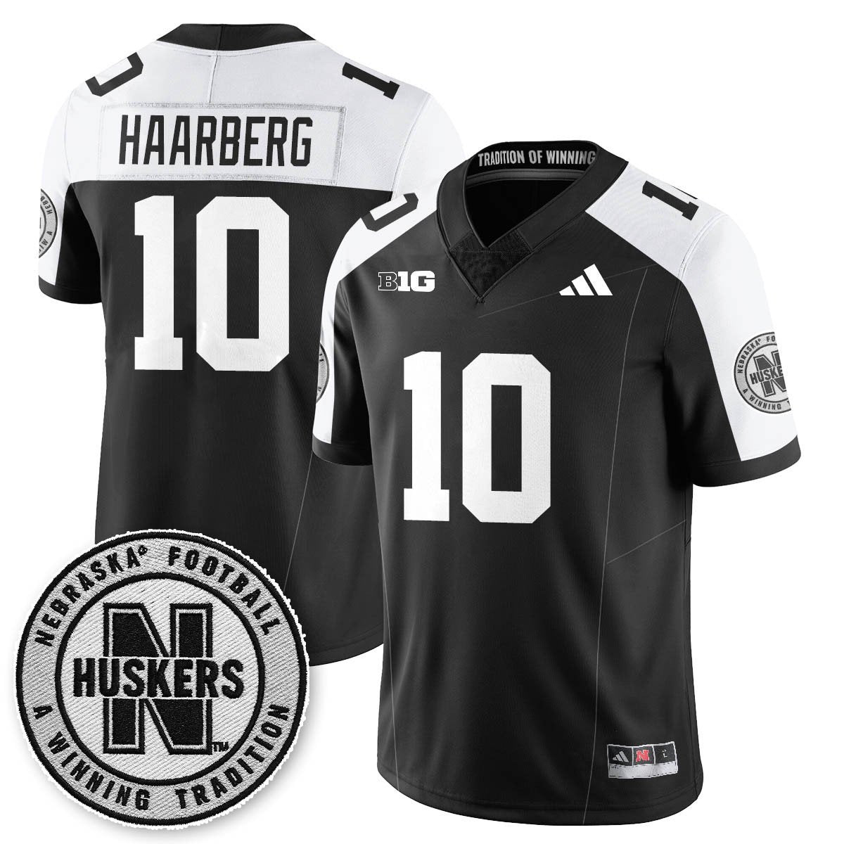 Heinrich Haarberg Jersey #10 Nebraska Football 2025 Blackout Stitched Black Alter