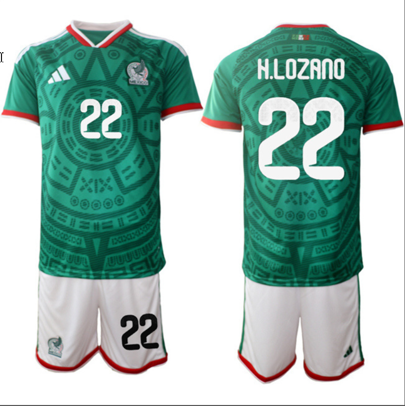 Hirving Lozano Jersey #22 Mexico Team 2025-26 Green Home Soccer Suit