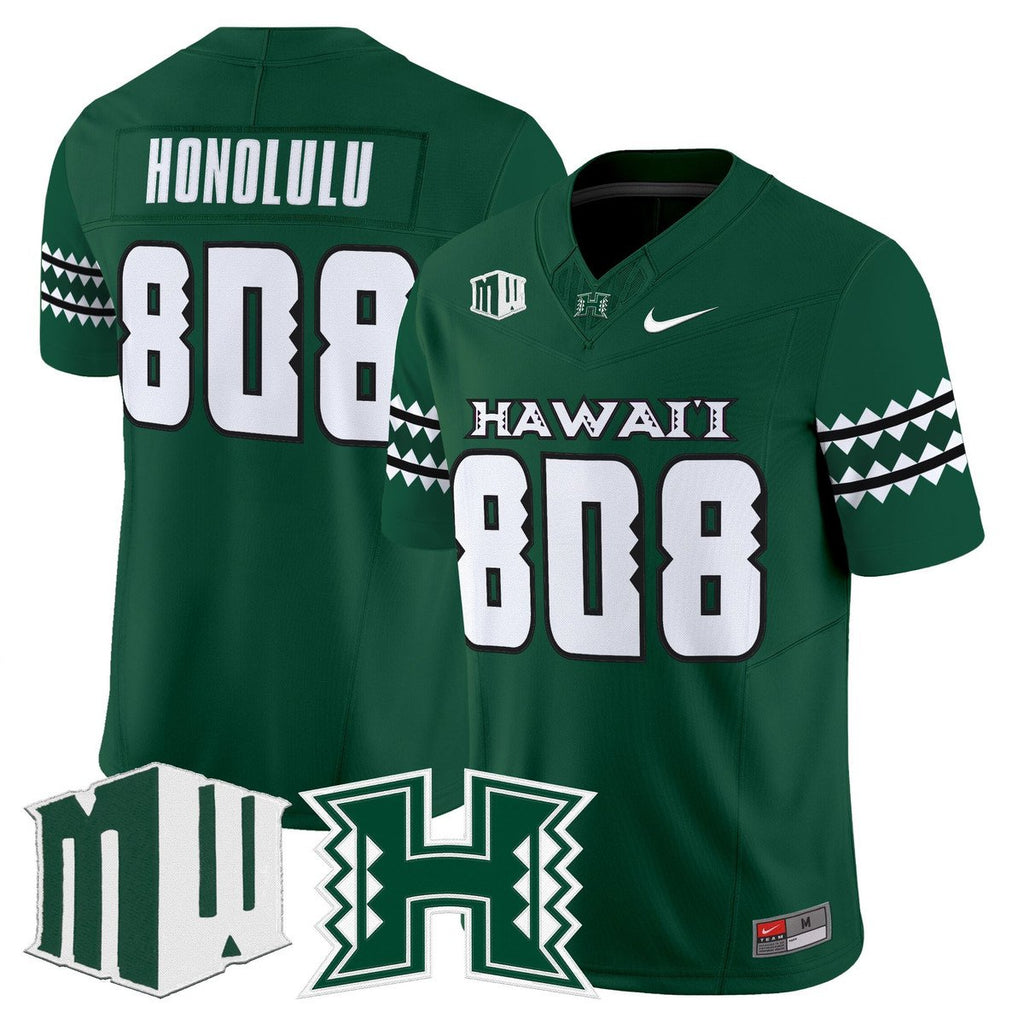 Honolulu Jersey #808 Hawai'i Rainbow Warriors 2025 Vapor Stitched Green