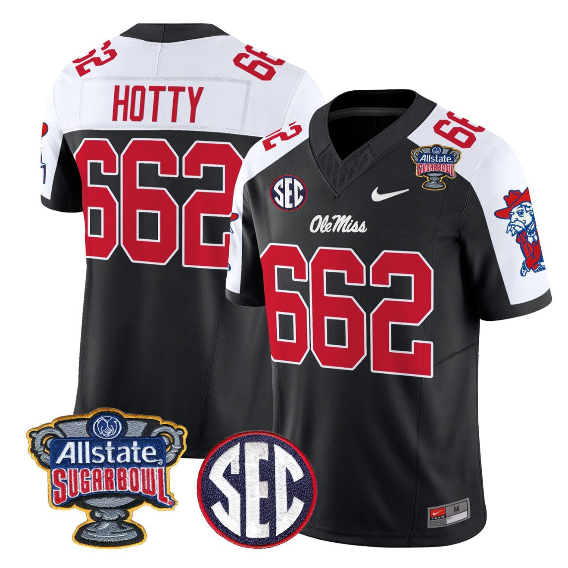 Hotty Jersey #662 Ole Miss Rebels 2026 Sugar Bowl Patch Stitched