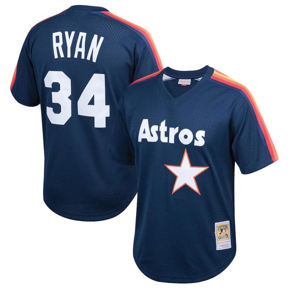 Houston Astros Nolan Ryan Navy 1988 Throwback Mesh Pullover Jersey