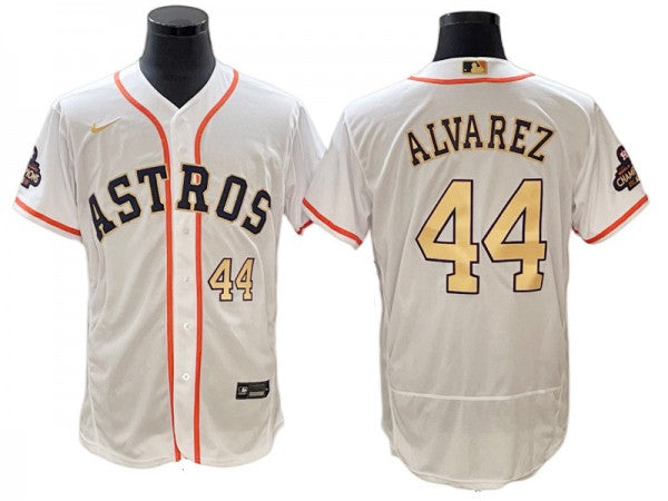 Houston Astros #44 Yordan Álvarez White 2023 Gold Collection Jersey