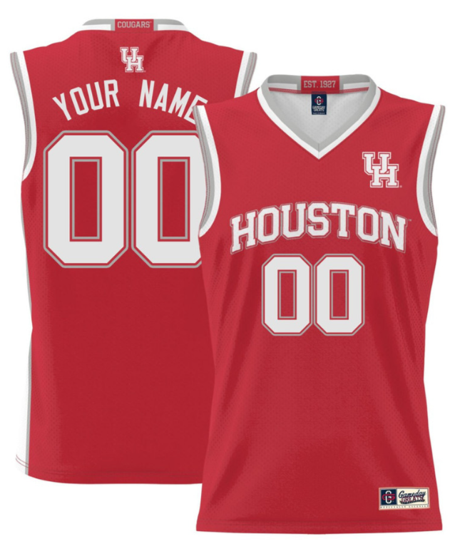 Houston Cougars Basketball Custom Red Jersey - All Stitched