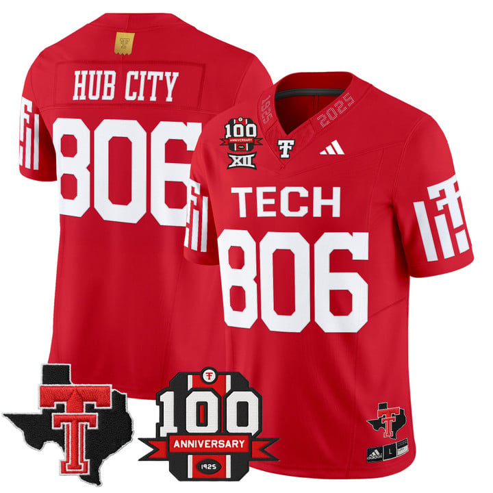 Hub City Jersey #806 Texas Tech 2025 100th Anniversary Patch Stitched