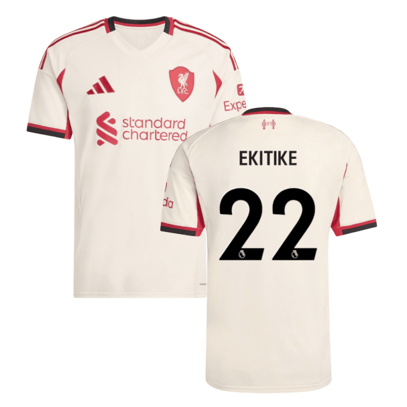 Hugo Ekitike #22 Liverpool 2025-26 Away Match Jersey – Cream