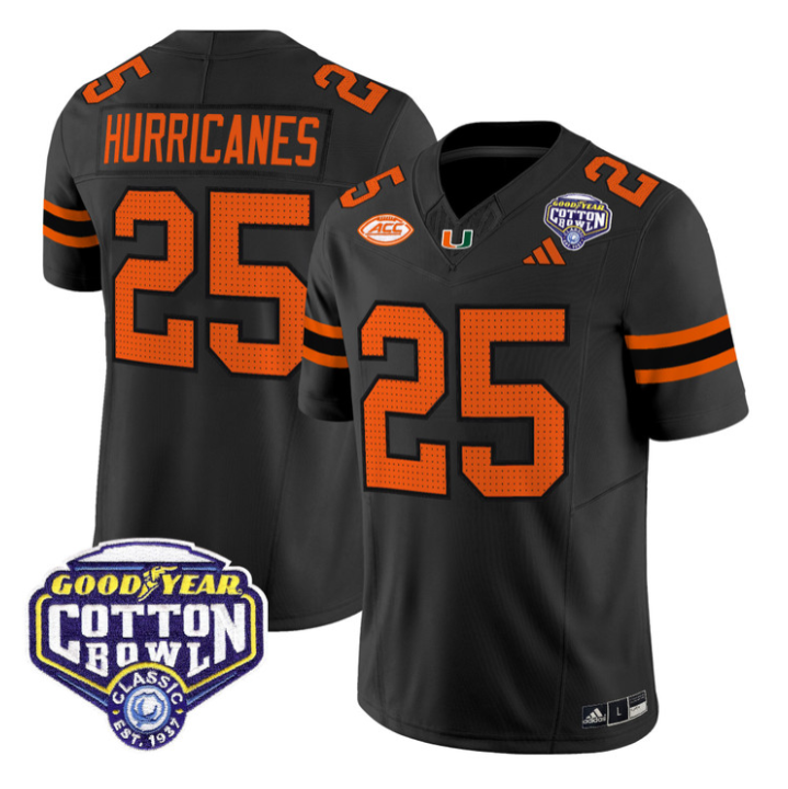 Hurricanes Jersey #25 Miami Hurricanes 2025 Cotton Bowl Patch Stitched