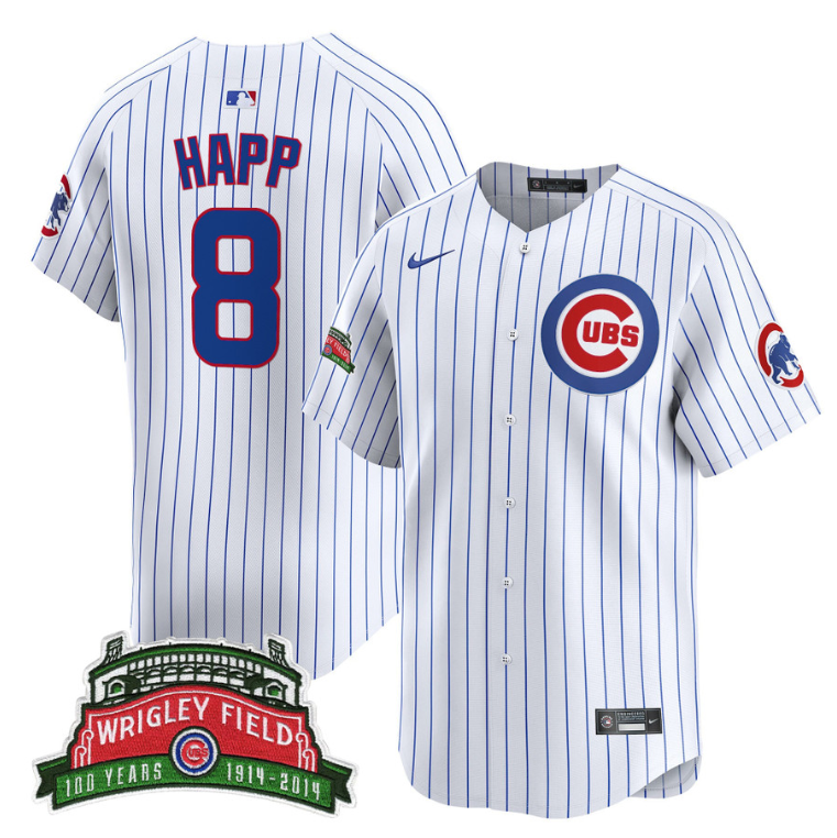 Ian Happ Jersey #8 Chicago Cubs Wrigley Field Style Vapor Premier Limited All Stitched Royal