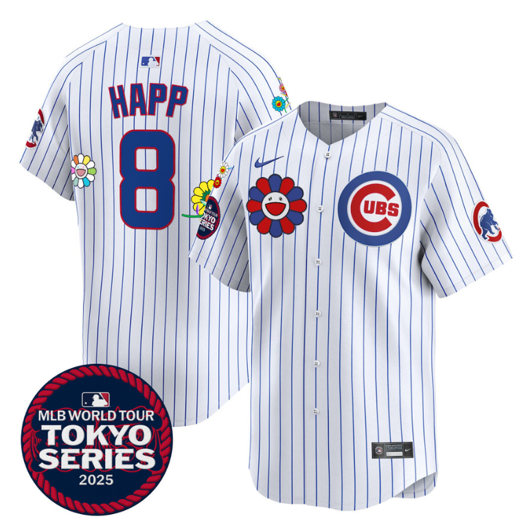 Ian Happ Jersey #8 Chicago Cubs Tokyo Series 2025 Vapor Premier Limited Stitched Pinstripe