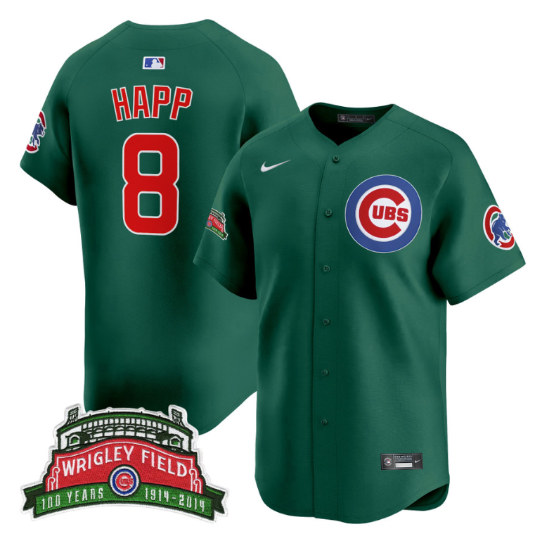 Ian Happ Jersey #8 Chicago Cubs Wrigley Field Style Vapor Premier Limited All Stitched
