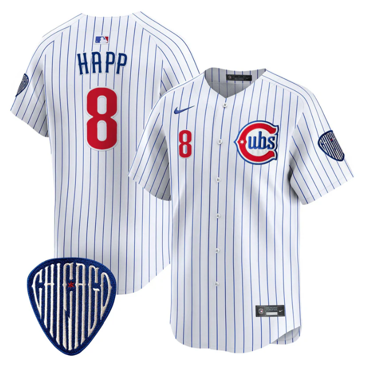 Ian Happ Jersey #8 Chicago Cubs Blue Alternate Vapor Premier Limited Stitched Pinstripe