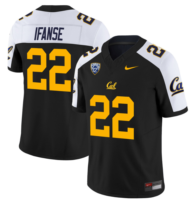 Isaiah Ifanse Jersey #22 California Golden Bears Stitched Black Alternate
